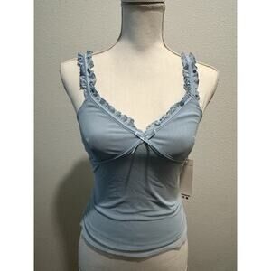 Madden Girl Juniors Baby Blue Ruffle-Trimmed Sleeve Top Size Small S New B60